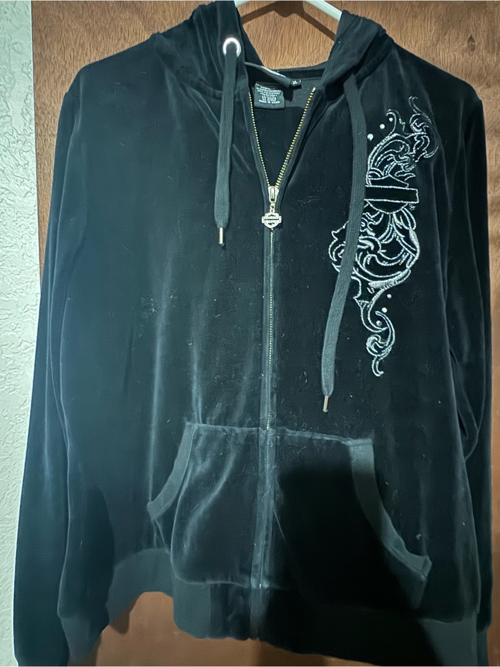 Harley-Davidson Black Jacket Label with Embroidered Eagle Logo